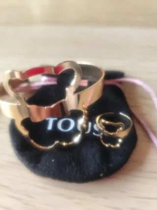 Pulsera y Anillo Oso Dorado de acero inoxidable