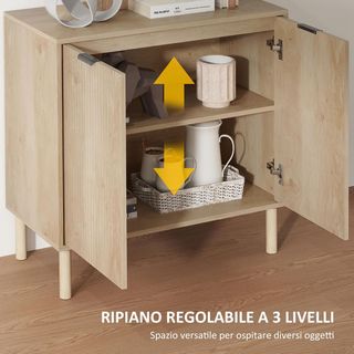 Mueble Multiuso de 2 Niveles Con Estante Regulable en 3 Alturas, Mueble Contenedor Con Patas de Madera de Pino, para Sala de Estar y Dormitorio, 78X40X77.5 Cm, Color Roble