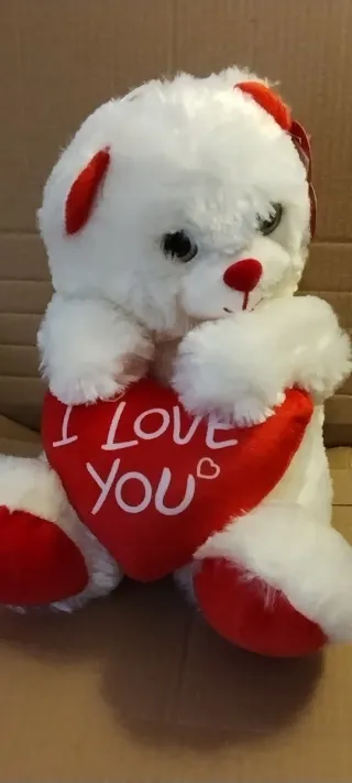 Oso de peluche blanco con corazón I Love You