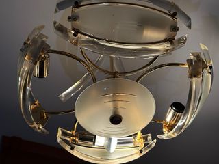 Lámpara colgante cristal y metal dorada