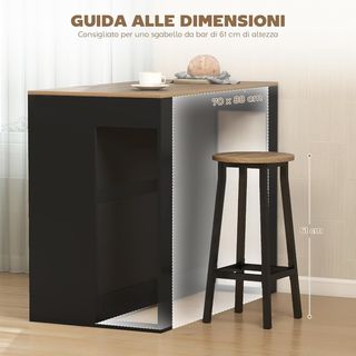 Mesa Bar Con 3 Estantes, Barra Bar Ahorra Espacio Con Patas Antideslizantes, Isla Cocina Con Estante, Industrial, para Cocina Comedor, 113X60X90 Cm, Negro Y Color Madera
