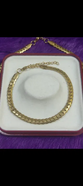 Conjunto collar y pulsera acero y baño de oro