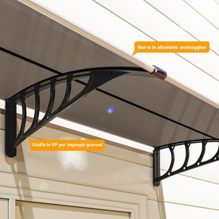 Toldo de Exterior 200X96Cm, Toldo para Exterior de Policarbonato y Aluminio, para Balcón Ventanas y Puertas, Marrón