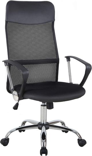 Silla Ergonomica De Oficina Giratoria Y Balanceo Con Ruedas, Altura Regulable Y Respaldo De Malla, 63X65X109-119 Cm, Negro