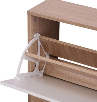 Conjunto de Muebles de Entrada de 3 Piezas con Banco Zapatero, Perchero de Pared y Espejo, Armario para Dormitorio y Pasillo de Madera, 80X27X46.5 Cm Color Madera y Blanco