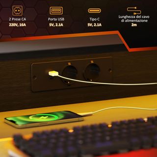 Escritorio Gaming Con Luces LED Y Soporte para Monitor, 100X60 Cm Mesa Gaming para Ordenador De 32 Pulgadas, Escritorio PC Con USB, TYPE C Y Mando a Distancia para Oficina, Estudio Y Casa, Negro