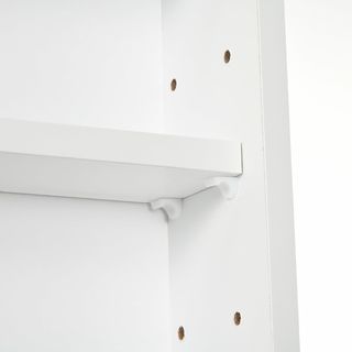 Vetrina espositiva a parete con 4 ripiani regolabili, vetrinetta per collezionismo, espositore a parete per oggetti da collezione, in vetro e truciolato, 80X9.5X60 cm, bianco