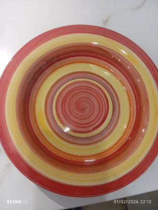Plato hondo y llano cerámica espiral