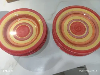 Plato hondo y llano cerámica espiral