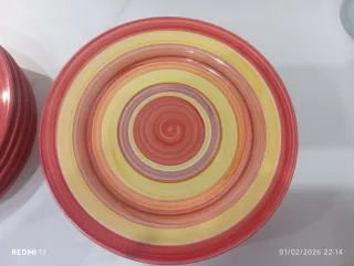 Plato hondo y llano cerámica espiral