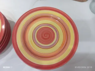 Plato hondo y llano cerámica espiral