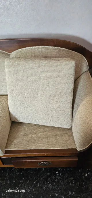 Divano 2 posti in tessuto e legno