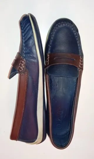 Mocasines de piel azul y marrón T41