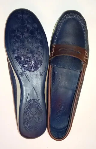 Mocasines de piel azul y marrón T41