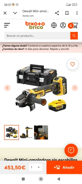 Radial a batería Dewalt