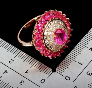 Anello Argento con Topazio Rosa Naturali e Zirconi