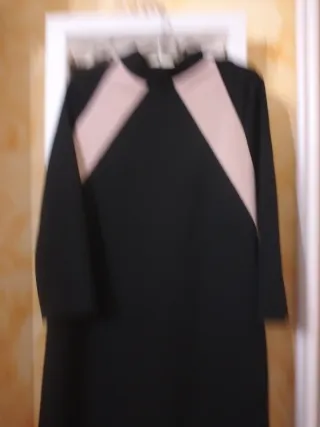 Vestito tunica elegante nero e beige