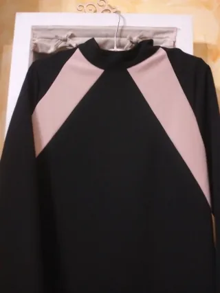 Vestito tunica elegante nero e beige