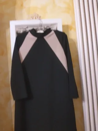 Vestito tunica elegante nero e beige