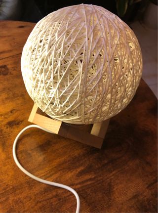 Conjunto candeeiros madeira e vime