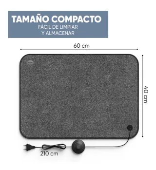Alfombra calefactora con interruptor de pie.