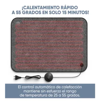 Alfombra calefactora con interruptor de pie.