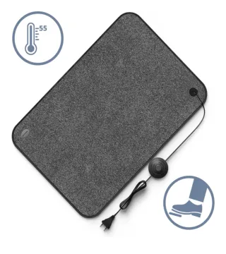 Alfombra calefactora con interruptor de pie.