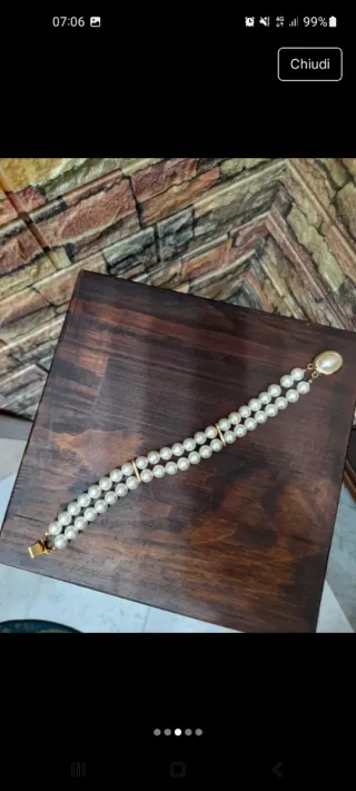 Bracciale perle dorate con chiusura ovale