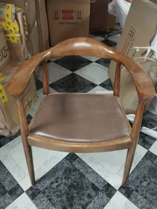 Silla Comedor Madera y Cuero