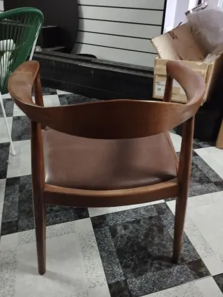 Silla Comedor Madera y Cuero