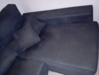 Sofá chaiselongue gris tela