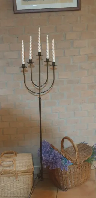 Candelabro Metallo Nero 5 Fiamme
