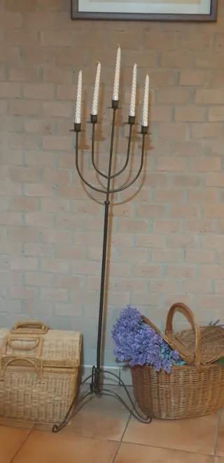 Candelabro Metallo Nero 5 Fiamme