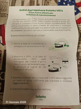Robot aspirapolvere Folletto VR7s
