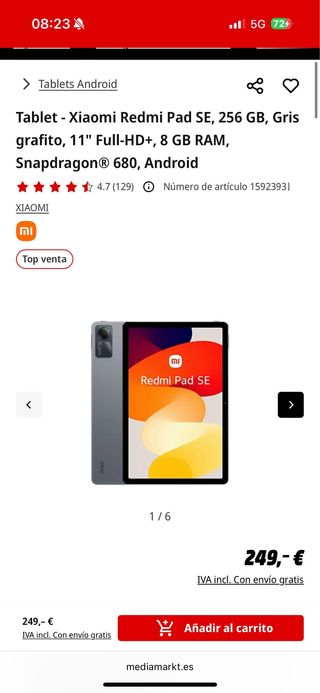 Xiaomi Redmi Pad SE 256GB Gris