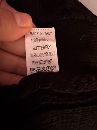 Jersey Negro Hombros Descubiertos y flecos Butterf