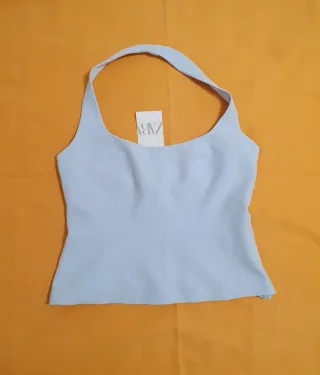 Blusa celeste halter
