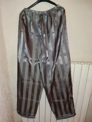 Pigiama 100% Seta Righe Grigio