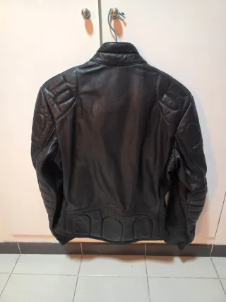Cazadora Piel Moto Hombre Negra