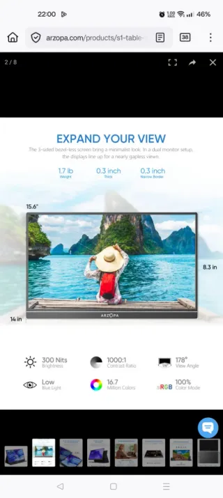 Monitor Portátil Arzopa S1 Negro
