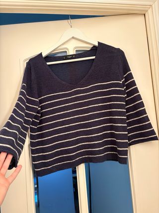 Jersey Mango Rayas Azul Marino Talla M
