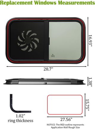 Finestra per camper con ventola 12V 700x400 mm