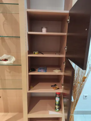 Mueble de salón modular madera y cristal