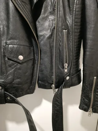 Chaqueta Biker Cuero Mujer Negra