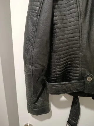 Chaqueta Biker Cuero Mujer Negra