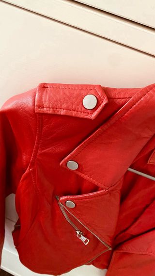Cazadora Biker Zara Piel Roja