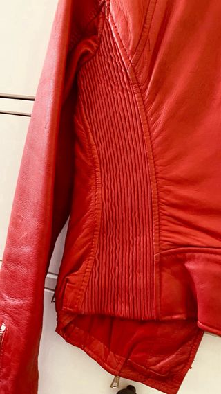Cazadora Biker Zara Piel Roja