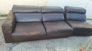 Sofá modular marrón de piel