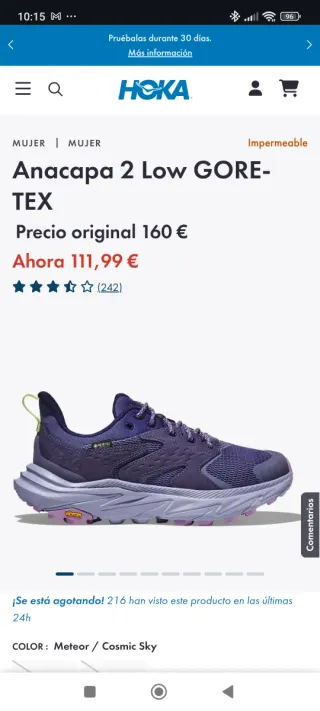 Zapatillas Hoka Mujer Anacapa 2 Azul/verde