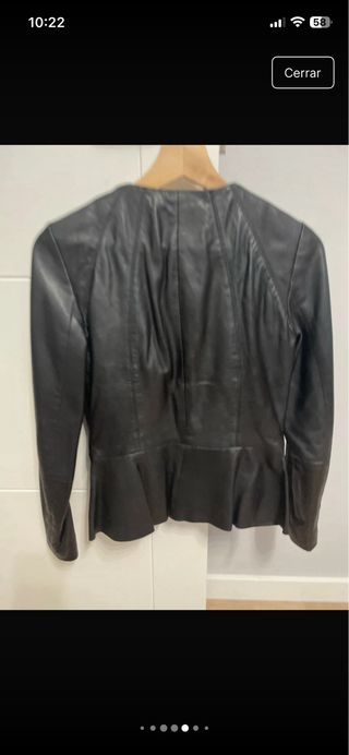 Blazer Mango Piel Peplum Negro